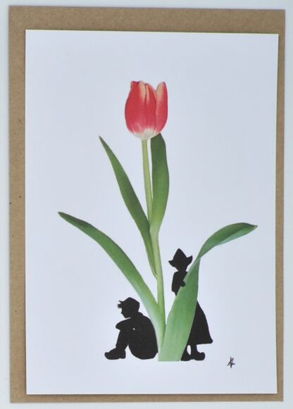 Tulp tulip ansichtkaart postcard typical dutch farmer couple hollands