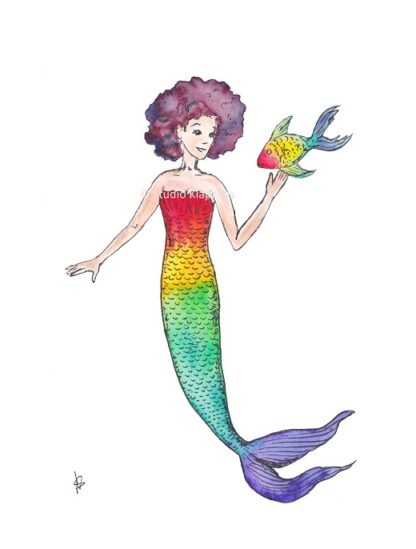 zeemeermin mermaid regenboog rainbow postcard kaart