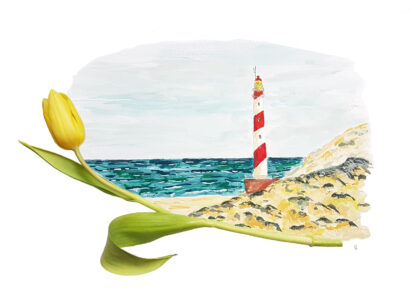 tulip tulp vuurtoren lighthouse ansichtkaarte typical dutch hollands kaart postcard