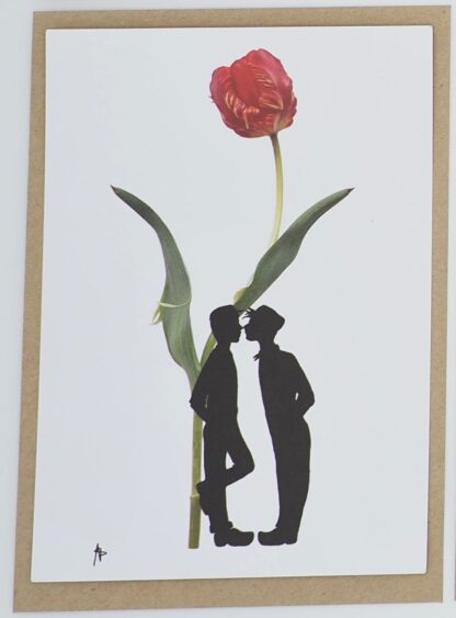 Gay homo lhbti lgbti lhbt lgbt Tulp tulip ansichtkaart postcard typical dutch farmer couple hollands