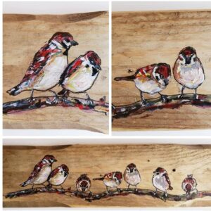 mussen mus vogels birds art kunst painting schilderij