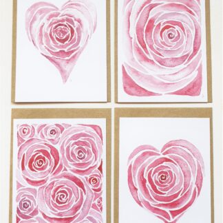 set rose roos love liefde ansichtkaart postcard