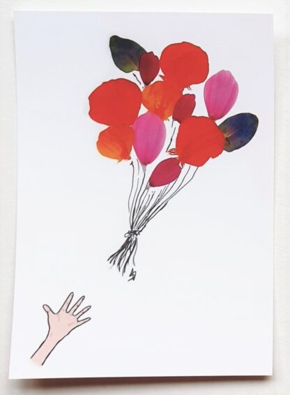 ansichtkaart postcard ballon balloon petals bloemblaadjes