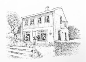 tekening drawing huis house pen and ink inkttekening Groet Wagenmakersweg opdracht