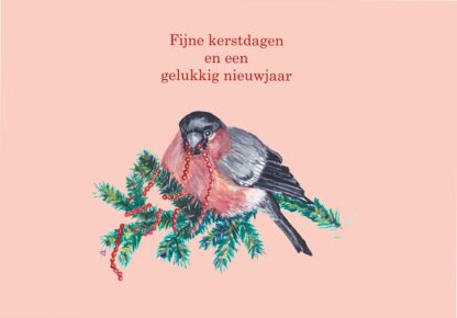 greetingcard kerstkaart kerst kerstmis xmas christmas bird goudvink vogel bullfinch