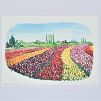 artprint kunst aquarel watercolor art landscape bollenvelden bulbfields tulp tulpen tulip tulips hollandse luchten