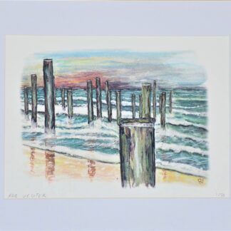 artprint kunst aquarel watercolor art landscape palendorp petten poles zee sea meer hollandse luchten