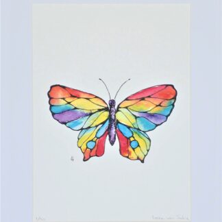 artprint kunst aquarel watercolor art vlinder butterfly schmetterling papillon rainbow colours colour color kleur regenboog regenboogkleuren colors rainbowcolours rainbowcolors