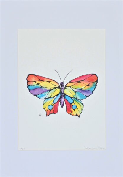 artprint kunst aquarel watercolor art vlinder butterfly schmetterling papillon rainbow colours colour color kleur regenboog regenboogkleuren colors rainbowcolours rainbowcolors