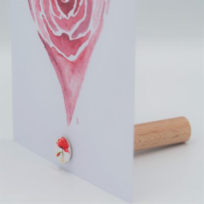 kaartpin kaartpins kaarthouder kaartenstandaard high5wood magneet klaproos poppy postcard rose postcrossing