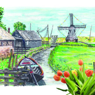 ansichtkaart postcard holland hollands nederland nederlands typisch typical dutch molen molens windmill windmills zuiderzeemuseum tulp tulip water enkhuizen vissersnetten visnetten visser toerist